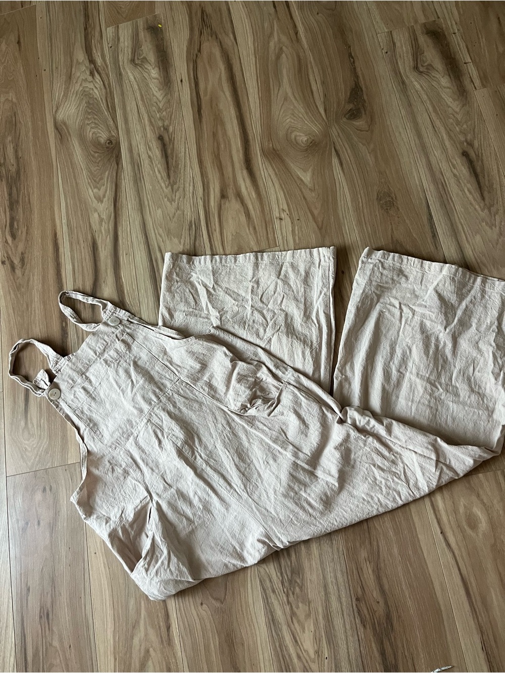 Free People Cream Wide-Leg Linen-Blend Jumpsuit